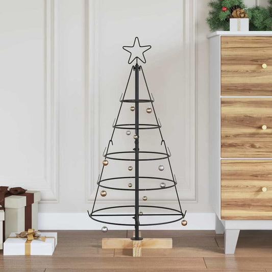 Christmas Cone Tree with Stand Black 90 cm Steel