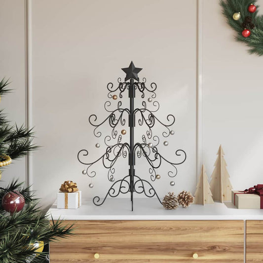 Metal Christmas Tree with Stand Black 60 cm Powder-coated steel