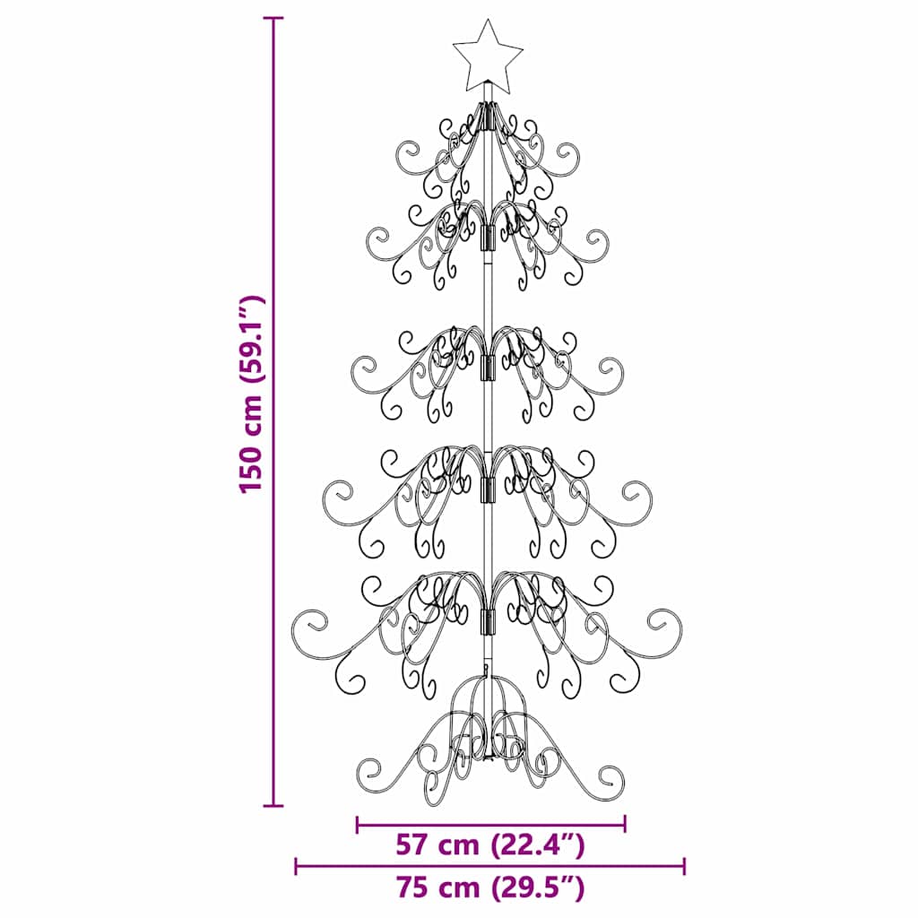 Metal Christmas Tree with Stand Gold 150 cm Powder-coated steel