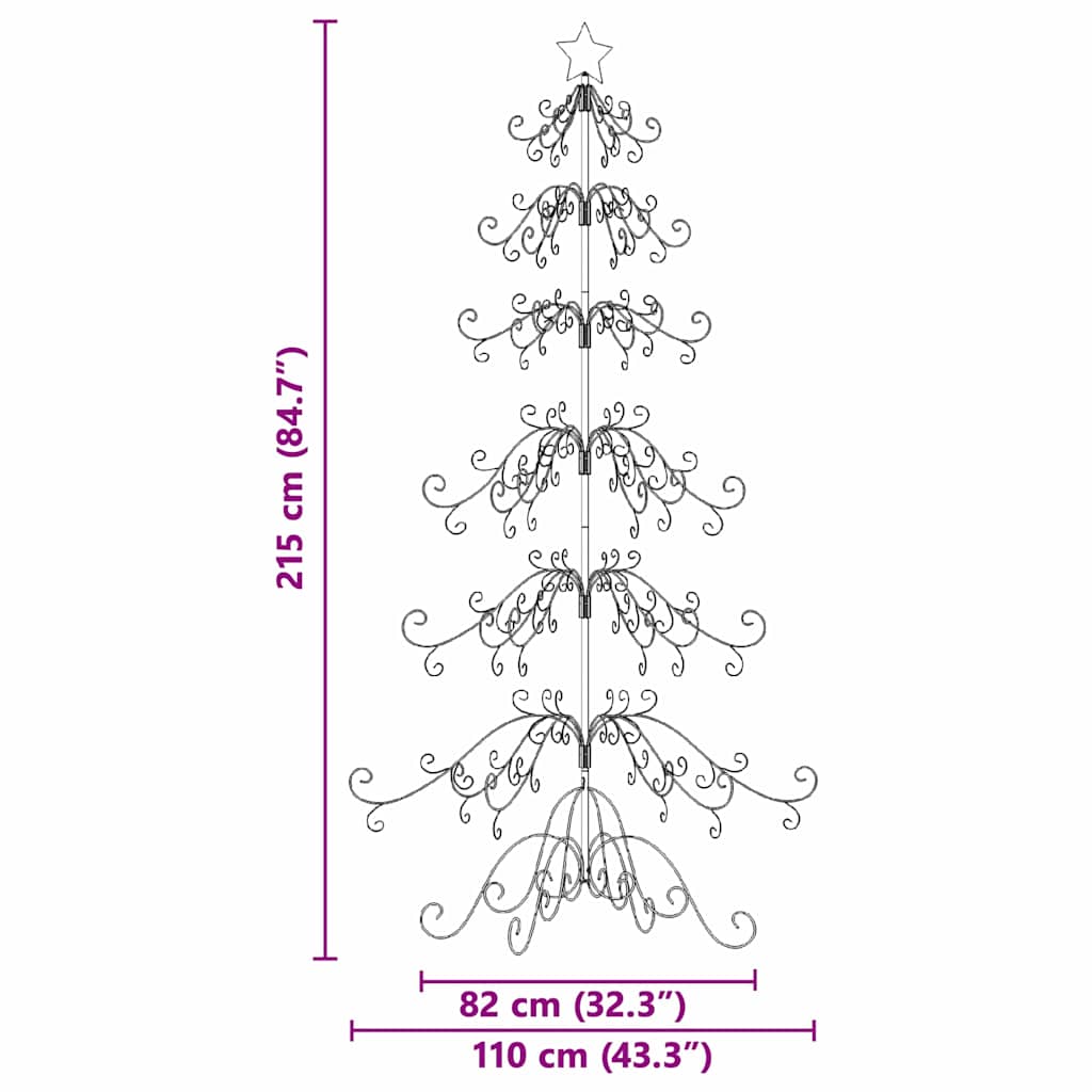 Metal Christmas Tree with Stand Gold 215 cm Powder-coated steel