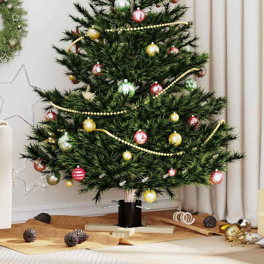 Christmas Tree Stand 1.73 Black 50 x 50 x 16 cm Solid Pine Wood