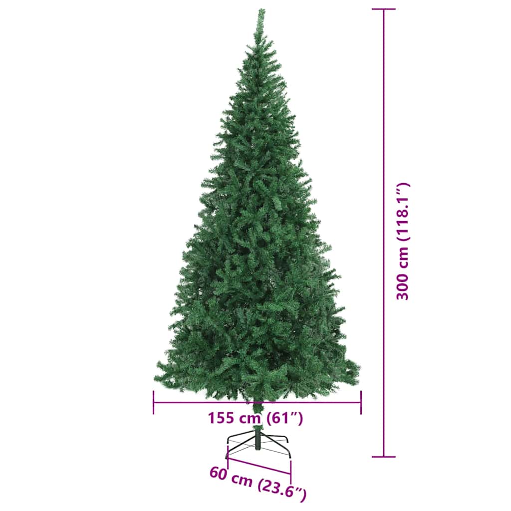 Artificial Christmas Tree with 300 LEDs with Stand Green 300 cm