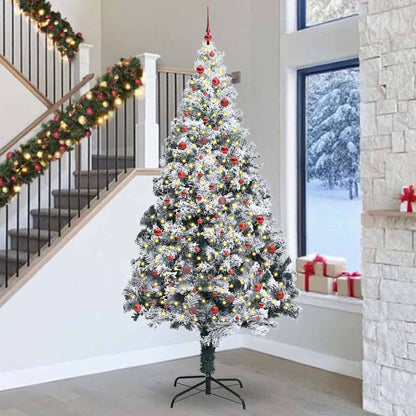 Christmas Tree with Decorative String Lights White 300 cm PVC