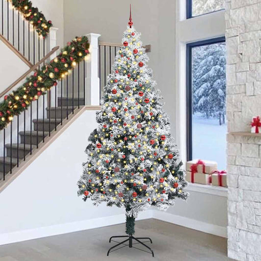 Christmas Tree with Decorative String Lights White 300 cm PVC