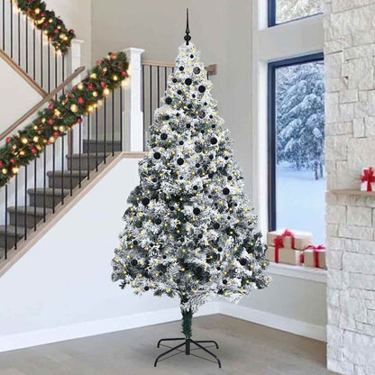 Christmas Tree with Decorative String Lights White 300 cm PVC