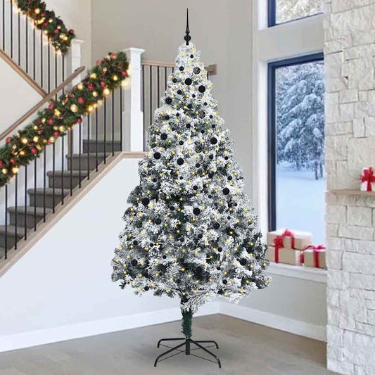 Christmas Tree with Decorative String Lights White 300 cm PVC