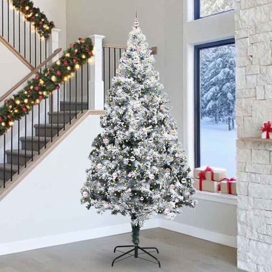 Christmas Tree with Decorative String Lights White 300 cm PVC