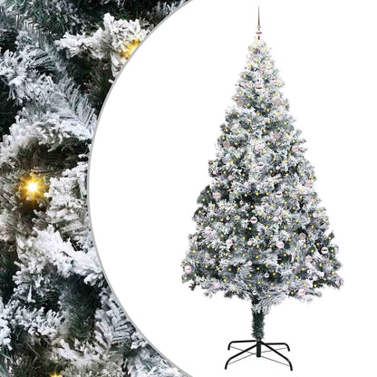 Christmas Tree with Decorative String Lights White 300 cm PVC