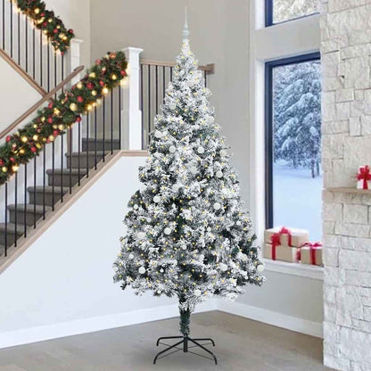 Christmas Tree with Decorative String Lights White 300 cm PVC