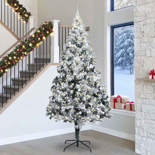 Christmas Tree with Decorative String Lights White 300 cm PVC