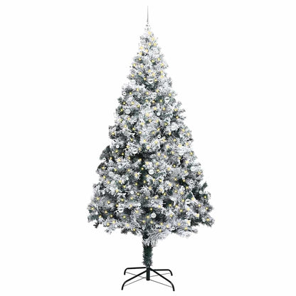Christmas Tree with Decorative String Lights White 300 cm PVC
