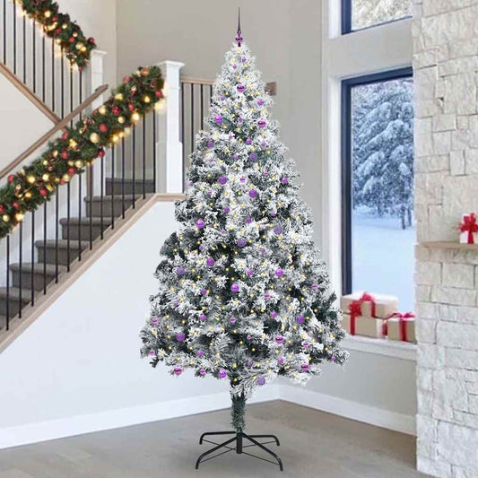 Christmas Tree with Decorative String Lights White 300 cm PVC