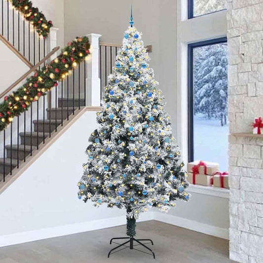 Christmas Tree with Decorative String Lights White 300 cm PVC