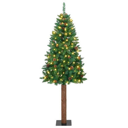 Slim Christmas Tree Green 180 cm PVC and Solid Pine wood