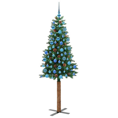 Slim Christmas Tree Green 180 cm PVC and Solid Pine wood