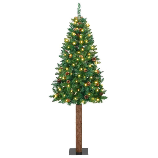 Slim Christmas Tree Green 210 cm PVC and Solid Pine wood
