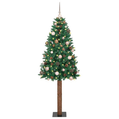 Slim Christmas Tree Green 210 cm PVC and Solid Pine wood