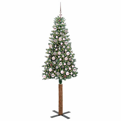 Slim Christmas Tree with 300 LEDs Green and White 180 cm