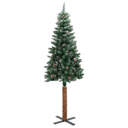 Slim Christmas Tree Green 180 cm PVC and Solid Pine wood