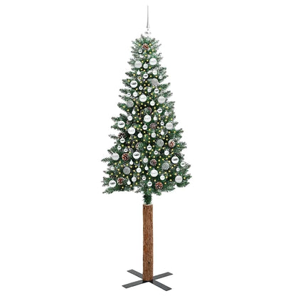 Slim Christmas Tree with 300 LEDs Green and White 210 cm