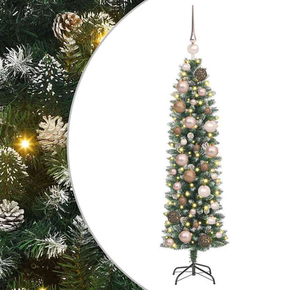 Artificial Slim Christmas Tree with 150 LEDs Green 120 cm