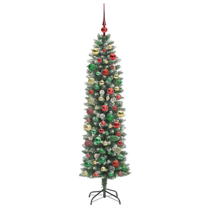 Artificial Slim Christmas Tree Green and white 180 cm