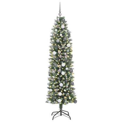Artificial Slim Christmas Tree with 300 LEDs Green 210 cm