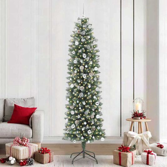 Artificial Slim Christmas Tree Green and white 240 cm