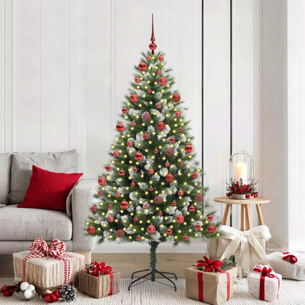 Artificial Hinged Christmas Tree with Flocked Snow 180 cm