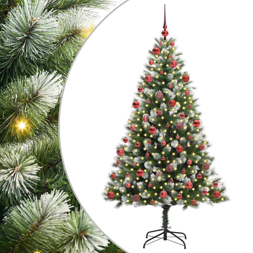 Artificial Hinged Christmas Tree with Flocked Snow 180 cm