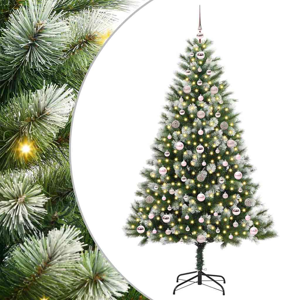 Artificial Hinged Christmas Tree with Flocked Snow 180 cm