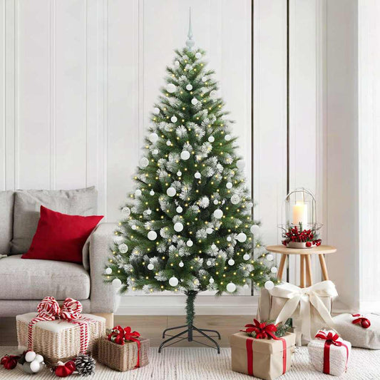 Artificial Hinged Christmas Tree with Flocked Snow 180 cm