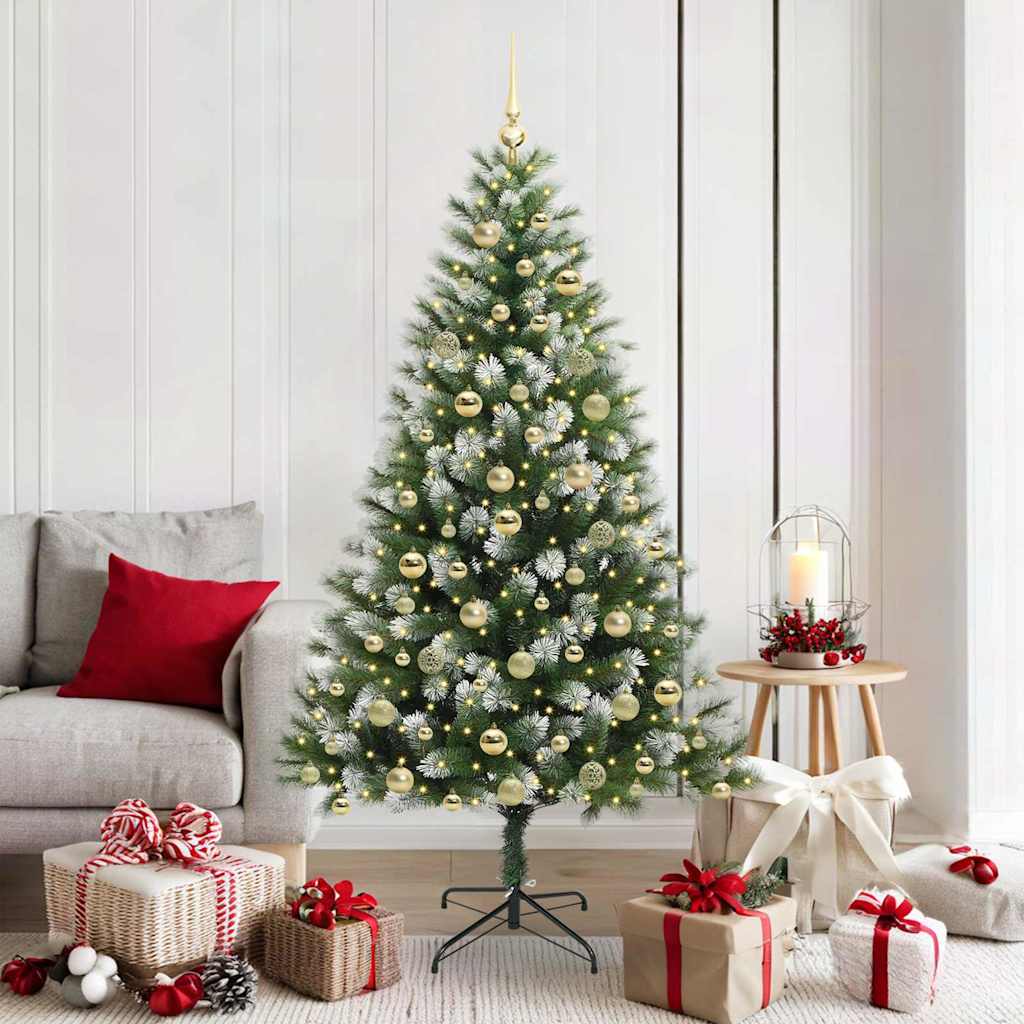 Artificial Hinged Christmas Tree with Flocked Snow 180 cm