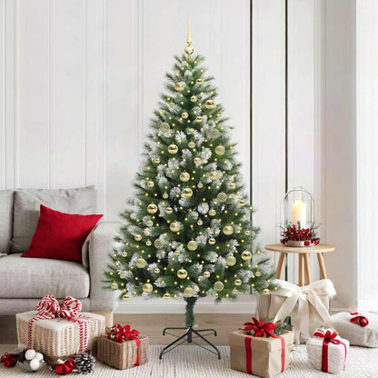 Artificial Hinged Christmas Tree with Flocked Snow 180 cm