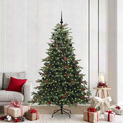 Artificial Christmas Tree with LED Strip Lights Green 210 cm