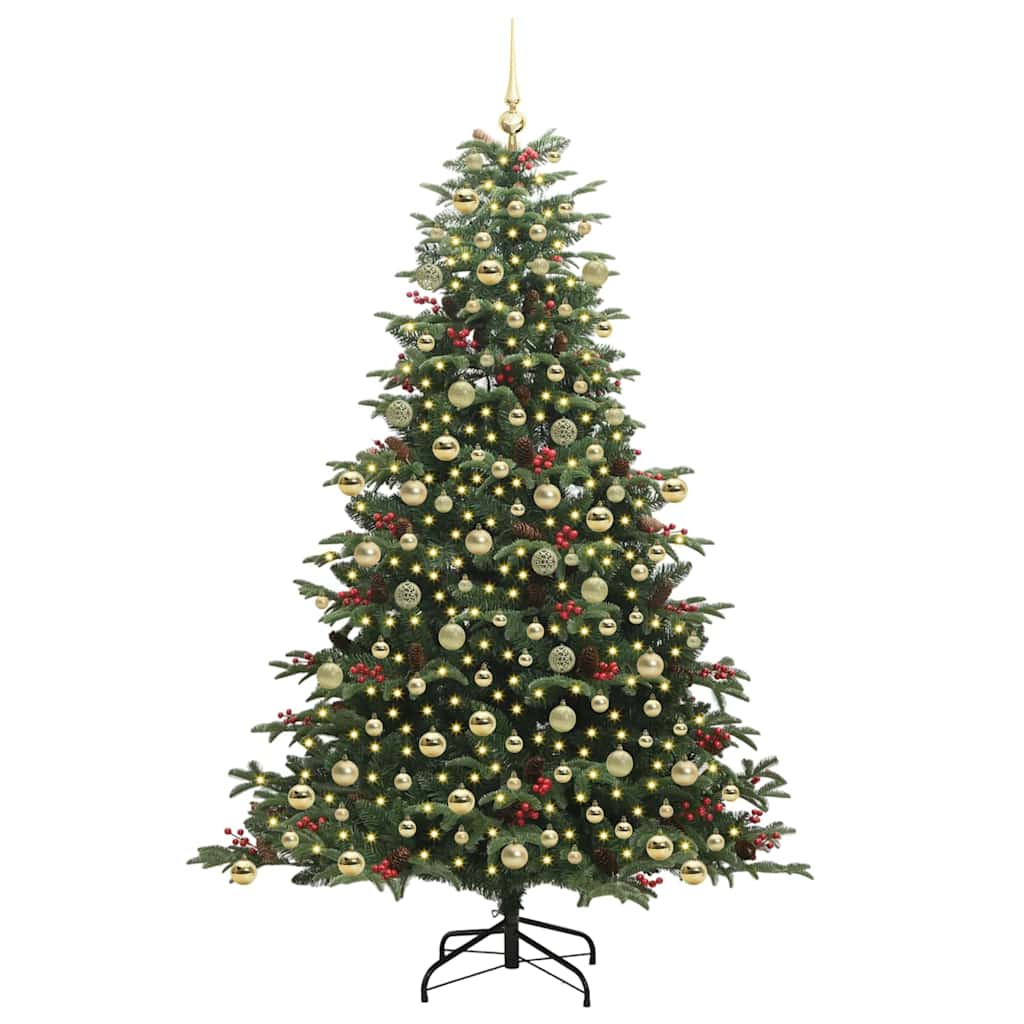 Artificial Christmas Tree with LED Strip Lights Green 210 cm