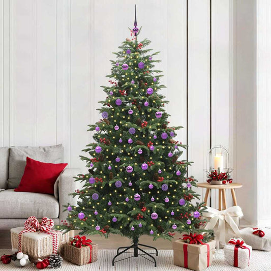 Artificial Christmas Tree with LED Strip Lights Green 210 cm
