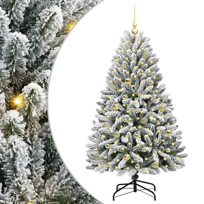 Artificial Christmas Tree Green and White 150 cm PVC and Metal