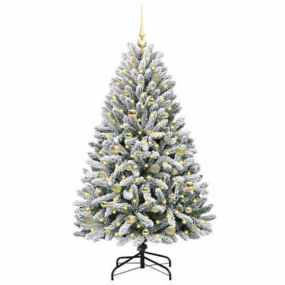 Artificial Christmas Tree Green and White 150 cm PVC and Metal