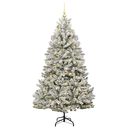 Artificial Christmas Tree Green and White 180 cm PVC and Metal