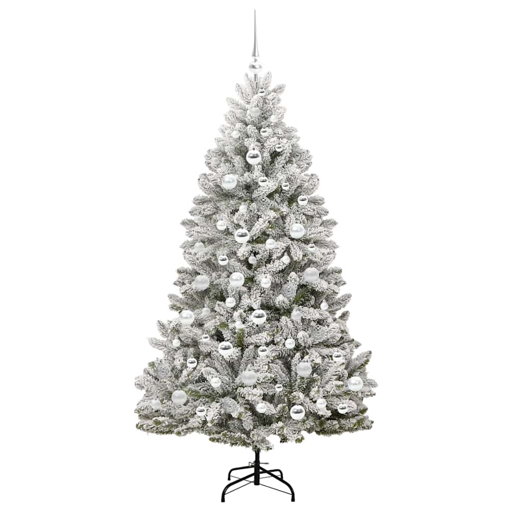 Artificial Christmas Tree Green and White 180 cm PVC and Metal