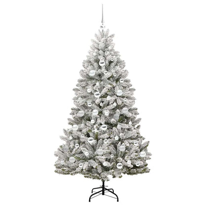 Artificial Christmas Tree Green and White 180 cm PVC and Metal