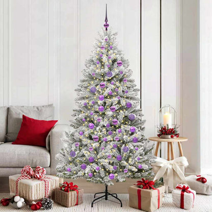 Artificial Christmas Tree Green and White 180 cm PVC and Metal