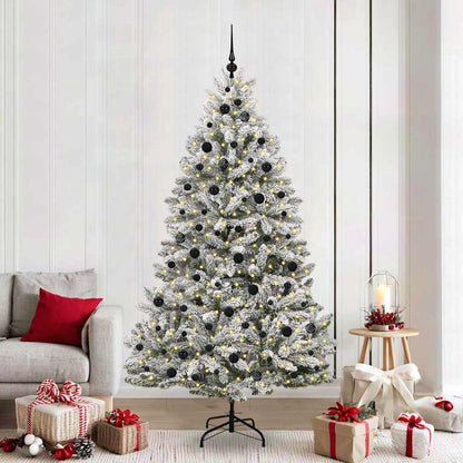 Artificial Christmas Tree Green and White 210 cm PVC and Metal