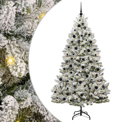 Artificial Christmas Tree Green and White 210 cm PVC and Metal