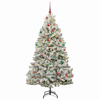 Artificial Christmas Tree Green and White 210 cm PVC and Metal