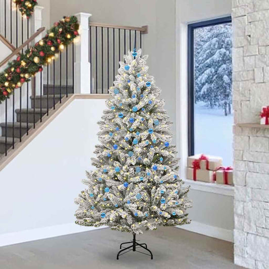 Artificial Christmas Tree Green and White 240 cm PVC and Metal