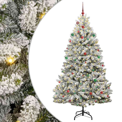 Artificial Christmas Tree Green and White 240 cm PVC and Metal