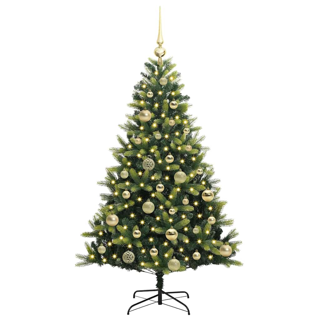 Artificial Hinged Christmas Tree 150 LEDs Green 120 cm