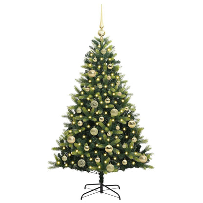 Artificial Hinged Christmas Tree 150 LEDs Green 120 cm